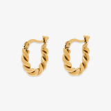 Pura Vida Women's Twisted Dome Hoop Earrings in Gold detail