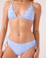 Roxy Women's Margarita Mini Tiki Triangle Bikini Top in Blue and White side view