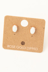 Gold Dipped Opal Stone Stud Earrings in Rose Gold