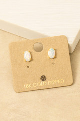 Gold Dipped Opal Stone Stud Earrings in Gold