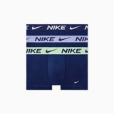 Nike Men's Dri-FIT Essential Micro Trunks 3-Pack Blue Void Barely Volt Light Thistle flat lay