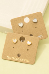 Gold Dipped Mini Heart Shell Stud Earrings