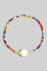Multi Color Acrylic Bead Flower Charm Bracelet