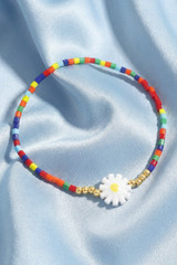 Multi Color Acrylic Bead Flower Charm Bracelet