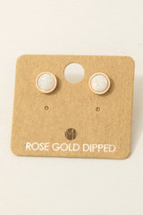 Circular Opal Stud Earrings in Rose Gold