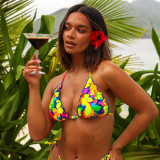 Kulani Kinis Women's Neon Sunset Lettuce Edge Bralette Bikini Top