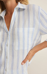 Z Supply Women's Helena Striped Shirt in Sea Salt detail view