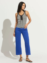 Sanctuary Women's Go-To Lace Up Tank in Chalk/Black Stripe