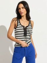 Sanctuary Women's Go-To Lace Up Tank in Chalk/Black Stripe
