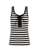 Sanctuary Women's Go-To Lace Up Tank in Chalk/Black Stripe