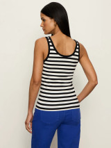 Sanctuary Women's Go-To Lace Up Tank in Chalk/Black Stripe