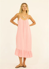 SISSTR Women's Beach Cruiser Woven Midi Dress in Coral Kiss