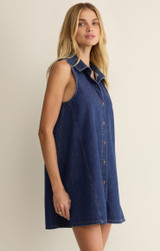 Z Supply Women's New Light Denim Mini Dress side detail