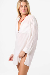 O'Neill Women's Belizin Long Sleeve Cover-Up Dress in White front view