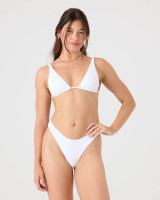 The Roxy Women's Haleiwa Scoop Cheeky Bikini Bottoms in Bright White