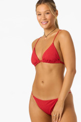 O'Neill Women's Shorebreak Rib Tanning Triangle Bikini Top in Lifeguard Red