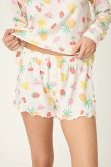 PJ Salvage Women's Viva la Vida Fruit Fiesta Shorts ivory side view