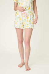 PJ Salvage Women's La Dolce Spritz Lemon Zest Sleep Shorts ivory flat lay