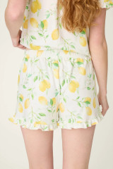 PJ Salvage Women's La Dolce Spritz Lemon Zest Sleep Shorts ivory back view
