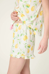 PJ Salvage Women's La Dolce Spritz Lemon Zest Sleep Shorts ivory detail view