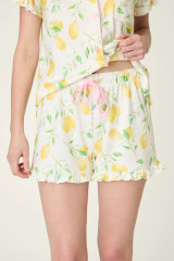 PJ Salvage Women's La Dolce Spritz Lemon Zest Sleep Shorts ivory side view