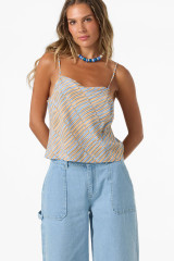 O'Neill Women's Matilda Stripe Top in Dark Khaki flat lay
