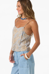 O'Neill Women's Matilda Stripe Top in Dark Khaki front view