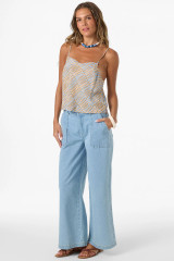 O'Neill Women's Matilda Stripe Top in Dark Khaki