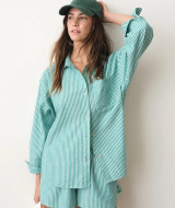 Marine Layer Gracey Oversized Seersucker Shirt in Slushie Stripe