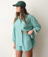 Marine Layer Isla Seersucker Shorts Slushie Stripe side detail