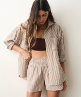 Marine Layer Isla Seersucker Shorts Slushie Stripe waistband detail