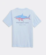 Vineyard Vines Boys' Flag Shark Pocket Tee navy back view