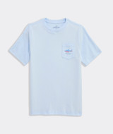 Vineyard Vines Boys' Flag Shark Pocket Tee navy front view