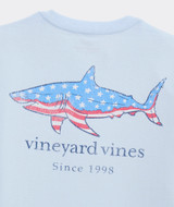 Vineyard Vines Boys' Flag Shark Pocket Tee navy detail view