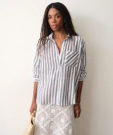 Marine Layer Jane Relaxed Linen Shirt natural close-up fabric