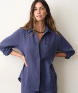 Marine Layer Jane Relaxed Double Cloth Shirt Bay Blue lifestyle view