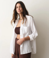 Marine Layer Jane Relaxed Double Cloth Shirt White front view