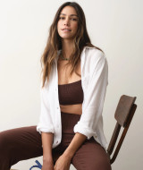 Marine Layer Jane Relaxed Double Cloth Shirt White layered styling