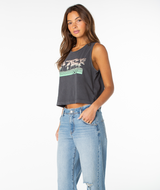 Roxy Women's Windy Palm Tank Top in original RZ40694AB5WY KTA colorway, detail view