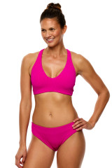 Next Women's Shoreside Retro Bikini Bottom Raspberry flat lay