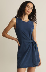 Z Supply Mattie Jersey Denim Mini Dress Indigo back view