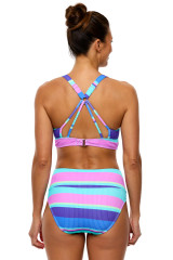Next Women's Adrift Stripped Harmony High Waisted Bikini Bottom in Multi