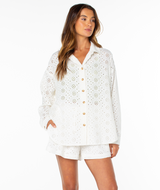 The Roxy Women's Morning Time Button Up Shirt in Cloud Dancer