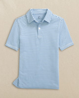 Southern Tide Boys' Driver Micro Stripe Performance Polo - Ocean Channel