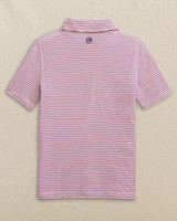 Southern Tide Boys' Driver Micro Stripe Performance Polo - Channel Marker Red