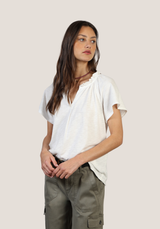 Dylan Women's Jolie Short Sleeve Blouse in White