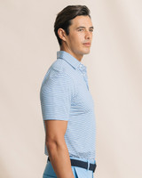 The Southern Tide Men's Coastal Breeze Pelican Landing Stripe Polo in Ocean Channel