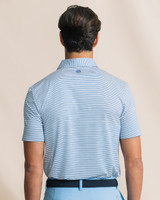 The Southern Tide Men's Coastal Breeze Pelican Landing Stripe Polo in Ocean Channel