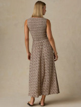 Faherty Sophia Smocked Dress Chocolate Petal back view