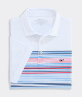 Vineyard Vines Conch Stripe Sankaty Polo white blue red front